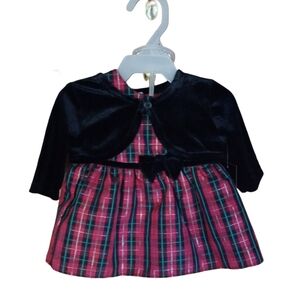 George Newborn Plaid Sleeveless Dress With Jacket